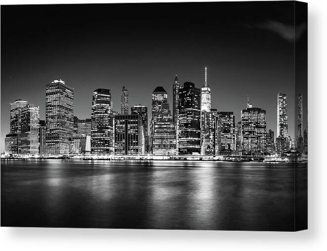 One World Trade Center Canvas Print featuring the photograph Downtown Manhattan BW by Az Jackson