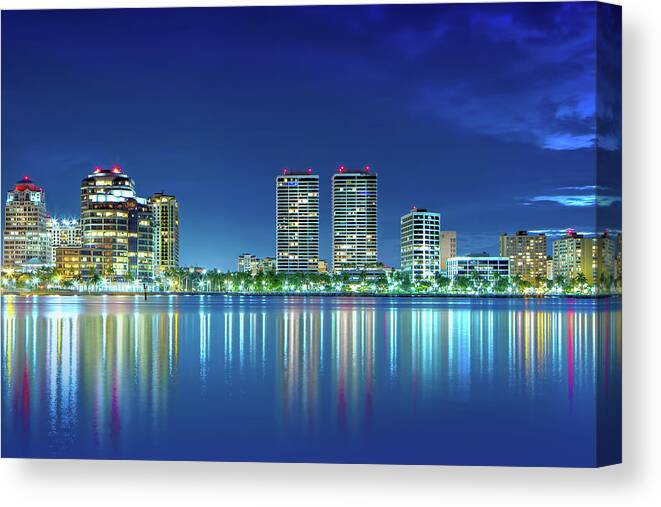 West Palm Skyline Canvas Print featuring the photograph Downtown West Palm Beach by Mark Andrew Thomas