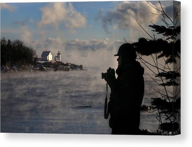 Sea Smoke Canvas Print featuring the photograph Dressed for Sea Smoke by John Meader