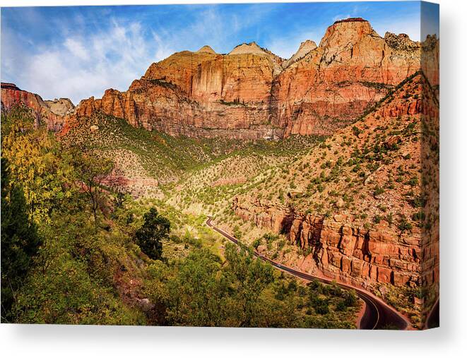 Af Zoom 24-70mm F/2.8g Canvas Print featuring the photograph Driving into Zion by John Hight