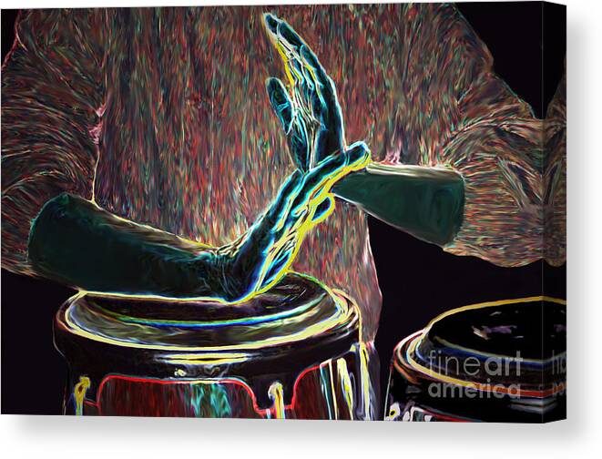 Drum Canvas Print featuring the painting Drum Beat Heat by Haleh Mahbod