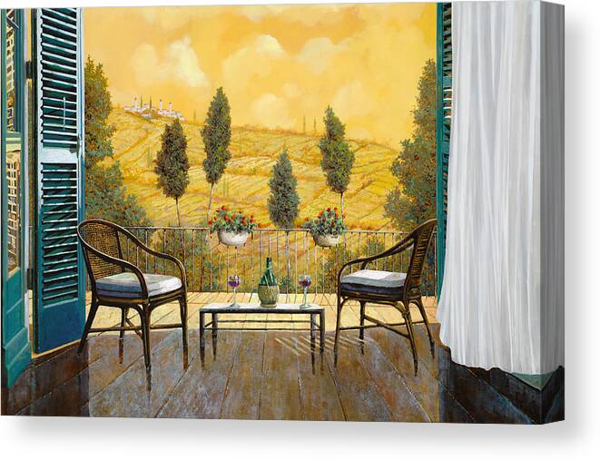 Terrace Canvas Print featuring the painting due bicchieri di Chianti by Guido Borelli