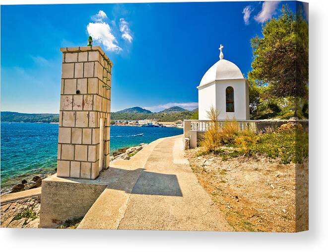 Dugi Otok Canvas Print featuring the photograph Dugi otok island lantern and chapel by Brch Photography