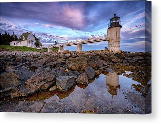 Marshall Point Lighthhouse Canvas Print featuring the photograph Dusk at Marshall Point by Rick Berk