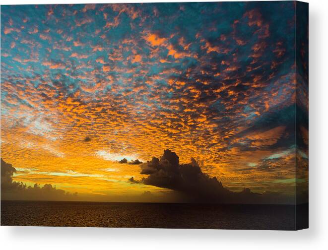 Barbados Canvas Print featuring the photograph Dusk, East of Barbados by John Roach