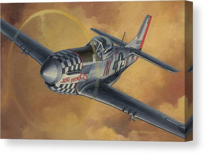 Aviation Art Canvas Print featuring the painting Duxford Mustang by Wade Meyers