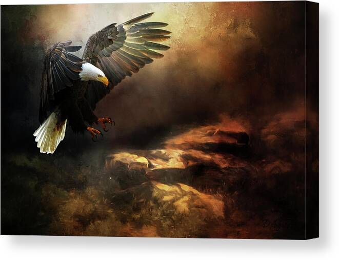 Eagle Canvas Print featuring the mixed media Eagle Is Landing by Theresa Campbell