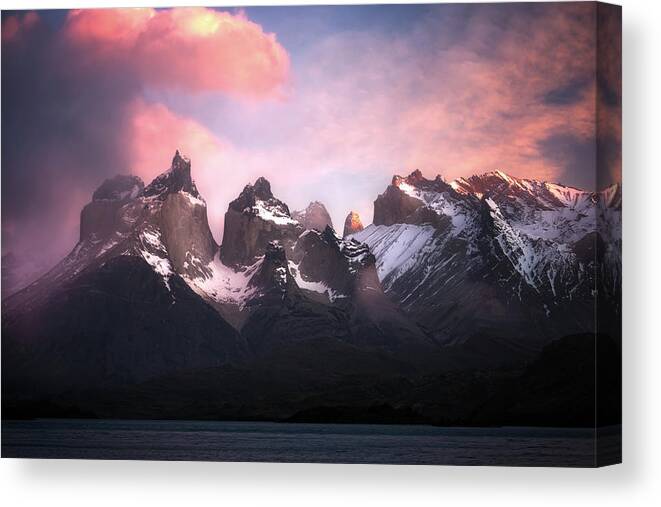 Paine Massif Canvas Print featuring the photograph Early Light by Nicki Frates