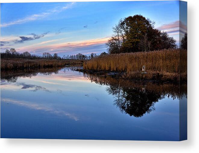 eastern Shore Sunset Canvas Print featuring the photograph Eastern Shore Sunset - Blackwater National Wildlife Refuge by Brendan Reals