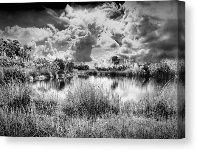 Everglades Canvas Print featuring the photograph Everglades Lake 5678BW by Rudy Umans
