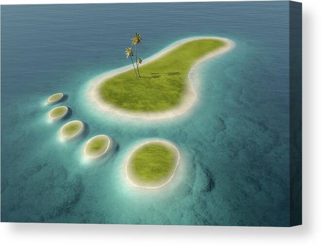 Island Canvas Print featuring the photograph Eco footprint shaped island by Johan Swanepoel