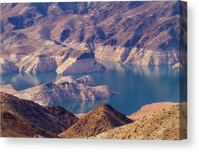 Edge Of Lake Mead Canvas Print featuring the photograph Edge of Lake Mead by Bonnie Follett