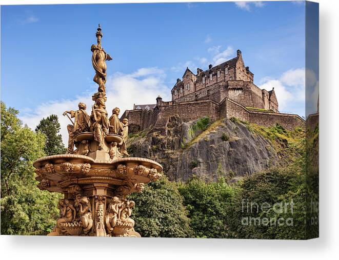 Edinburgh Canvas Print featuring the photograph Edinburgh Castle by Colin and Linda McKie
