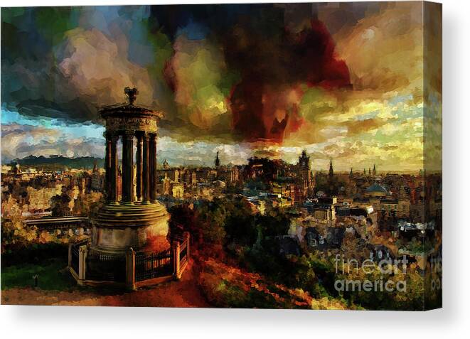 City Canvas Print featuring the painting Edinburgh Scotland 01 by Gull G