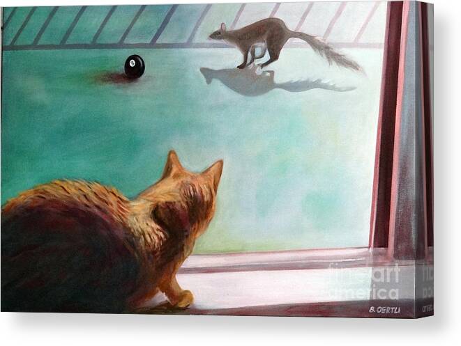 Cat Canvas Print featuring the painting Eight Ball by Barbara Oertli