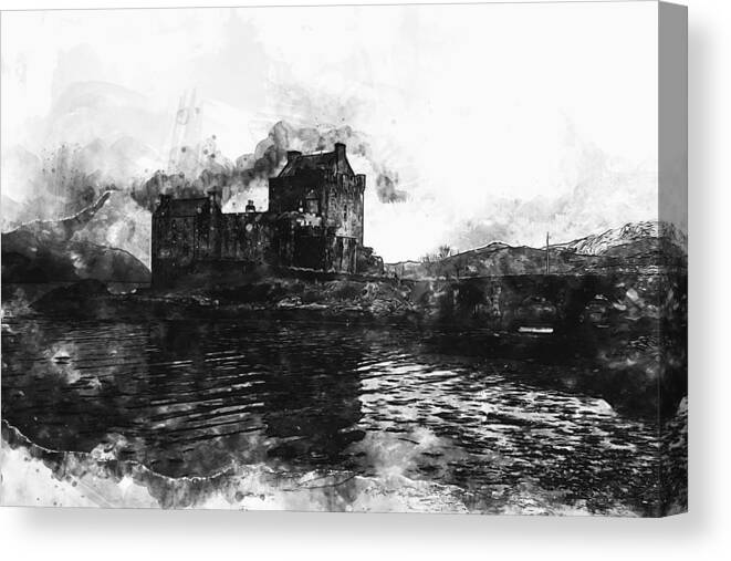 Eilean Donan Canvas Print featuring the painting Eilean Donan Castle - 01 by AM FineArtPrints