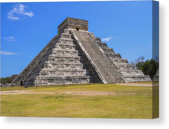 Sky Canvas Print featuring the photograph El Castillo at Chichen Itza by Pelo Blanco Photo