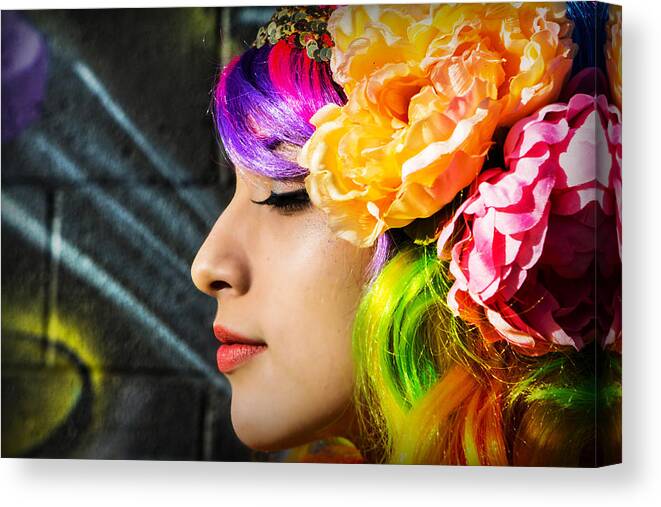 Woman Canvas Print featuring the photograph Electric Dreams by Ryan Smith