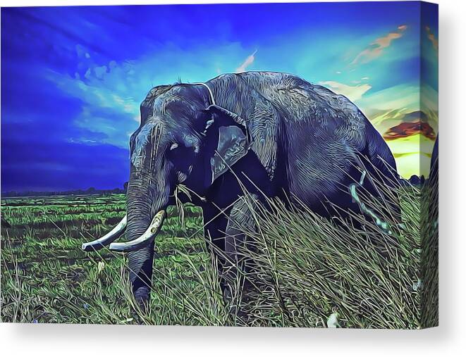 Elephant Canvas Print featuring the painting Elle by Harry Warrick