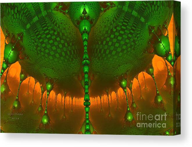 Fractal Canvas Print featuring the digital art Emerald Dew by Melissa Messick