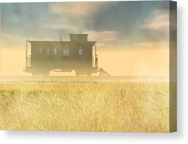 Abandoned Canvas Print featuring the digital art End of the line II by Carol and Mike Werner