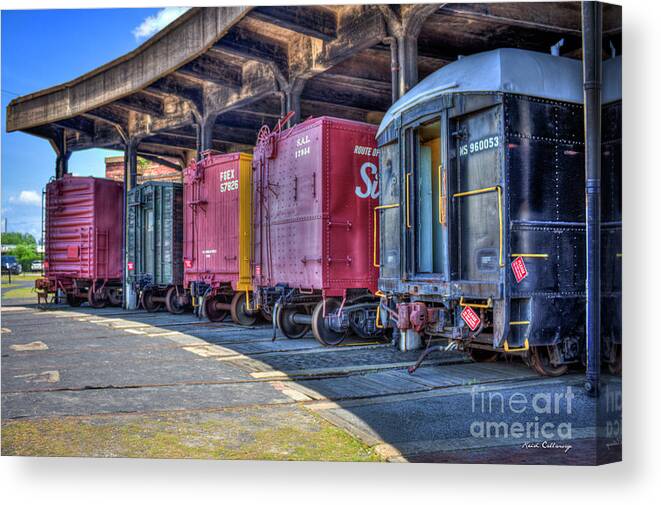 Reid Callaway Roundhouse Art Canvas Print featuring the photograph End Of The Track Train Cars Central Of Georgia Rail Road Art by Reid Callaway
