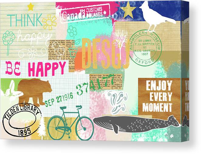 Enjoy Every Moment Canvas Print featuring the mixed media Enjoy every moment collage by Claudia Schoen
