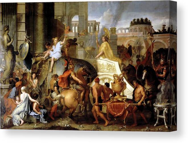 Charles Lebrun Canvas Print featuring the painting Entry of Alexander by Charles LeBrun
