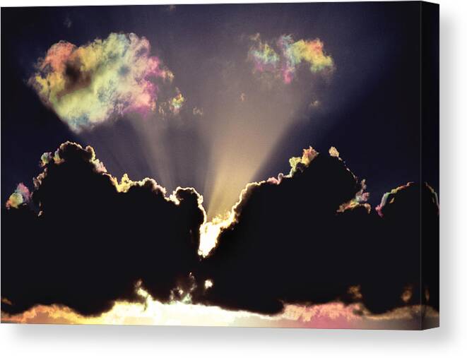 Cloud; Clouds; Sky; Color; Colors; Ice; Ice Crystal; Ice Crystals; Light; Beam; Beam Of Light; Heaven; Heavenly Canvas Print featuring the photograph Ephemeral Colors by Gerard Fritz
