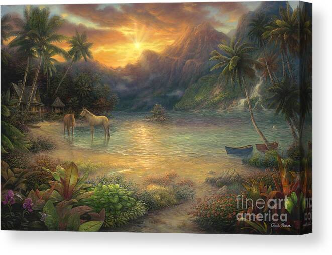Tropical Picture Canvas Print featuring the painting Escape to Tranquility by Chuck Pinson
