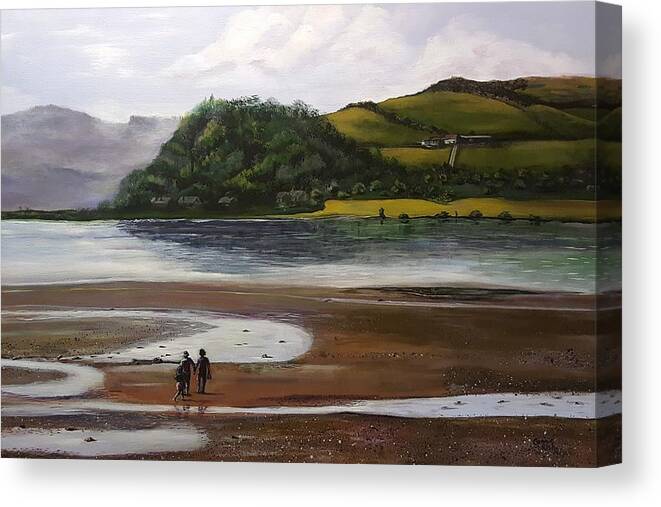 Ettrick Bay Canvas Print featuring the painting A Walk along the Bay by Connie Rish