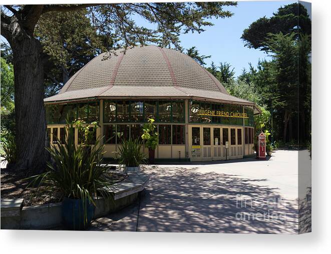 Wingsdomain Canvas Print featuring the photograph Eugene Friend Carousel At The San Francisco Zoo San Francisco California DSC6328 by Wingsdomain Art and Photography