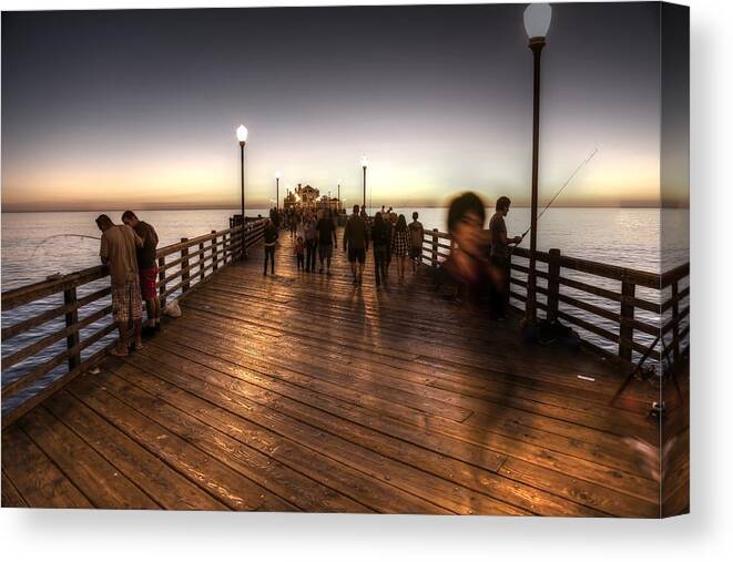 Oceanside Canvas Print featuring the photograph Evening at Oceanside Pier by Dusty Wynne