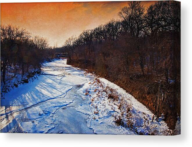 Creek Canvas Print featuring the photograph Evening Frozen Creek by Anna Louise