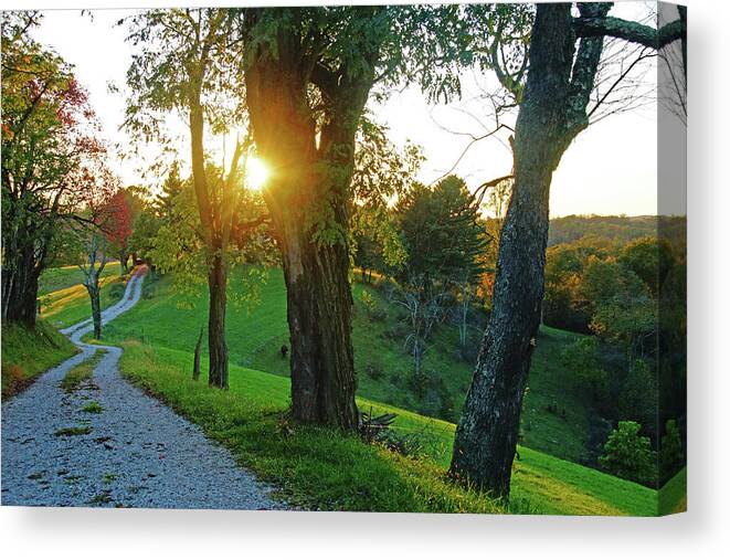 Long Road Canvas Print featuring the photograph Evening in West Virginia by Mike Murdock