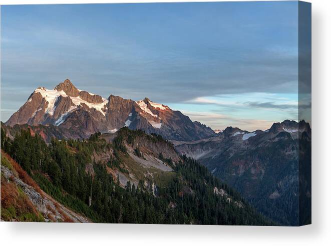 Alpine Canvas Print featuring the photograph Evening View of Mount Shuksan and Kulshan Ridge by Michael Russell