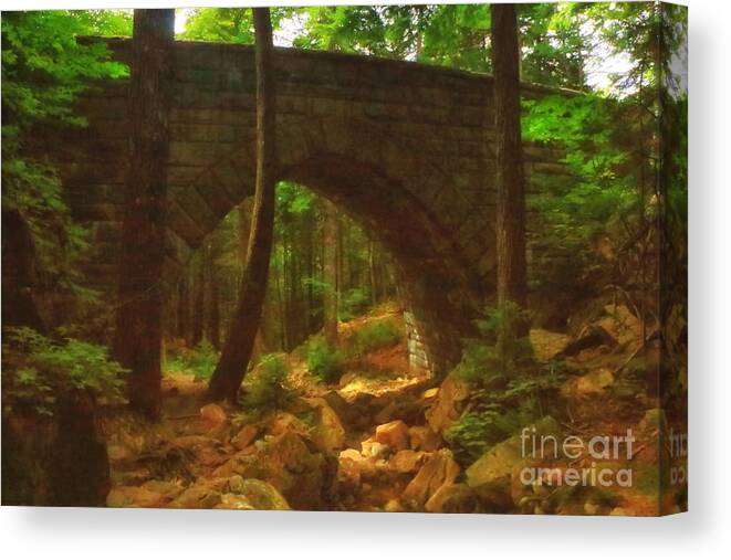Acadia National Park Canvas Print featuring the photograph Fairy Tale Bridge by Elizabeth Dow