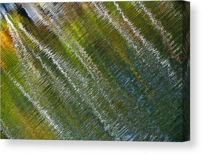 173 Fall Birches & Windy Water Abstract Impressionist Water Lake Pond Reflect Reflection Ripple Vermont Vt United States America Outside Outdoor Day Fall Autumn Horizontal Wide Blur Gradation Intricate Complex Complicated Texture Colorful Yellow Orange Green Blue White Color Country Steve Steven Maxx Photography Photo Photographs Canvas Print featuring the photograph Fall Birches and Windy Water by Steven Maxx
