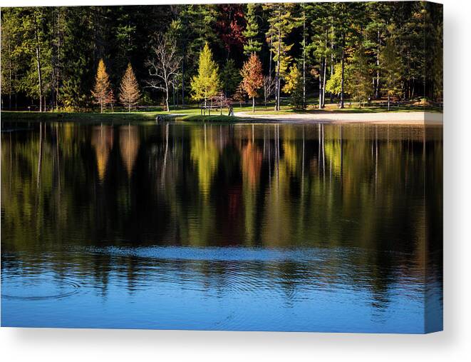 Autumn Canvas Print featuring the photograph Fall Reflections at R. B. Winter by Barry Wills
