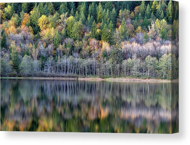 Autumn Canvas Print featuring the photograph Fall Reflections on Deer Lake by Michael Russell
