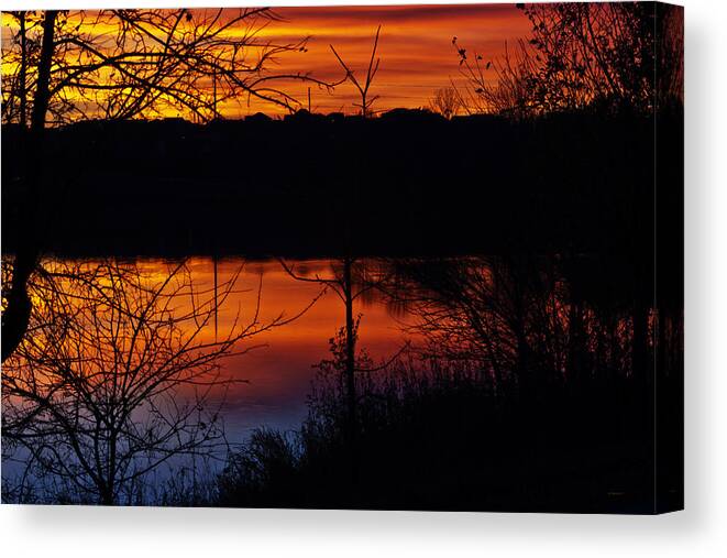 Sunset Canvas Print featuring the photograph Fall Sunset by Ed Peterson