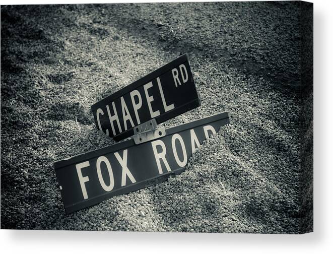 Road Signs Canvas Print featuring the photograph Fallen sign by Scott Sawyer