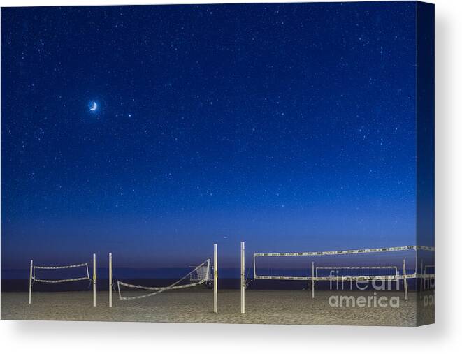 Twisted Volleyball Net Huntington Beach Canvas Print featuring the photograph Twisted Volleyball Net by David Zanzinger