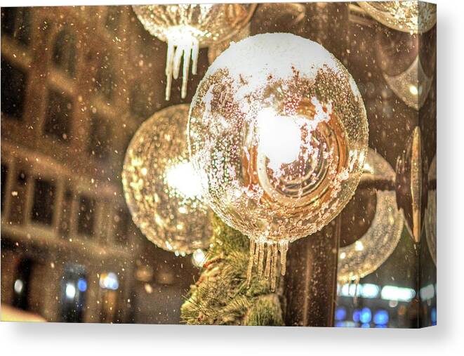 Faneuil Canvas Print featuring the photograph Faneuil Hall lollypop light icicles Boston MA by Toby McGuire