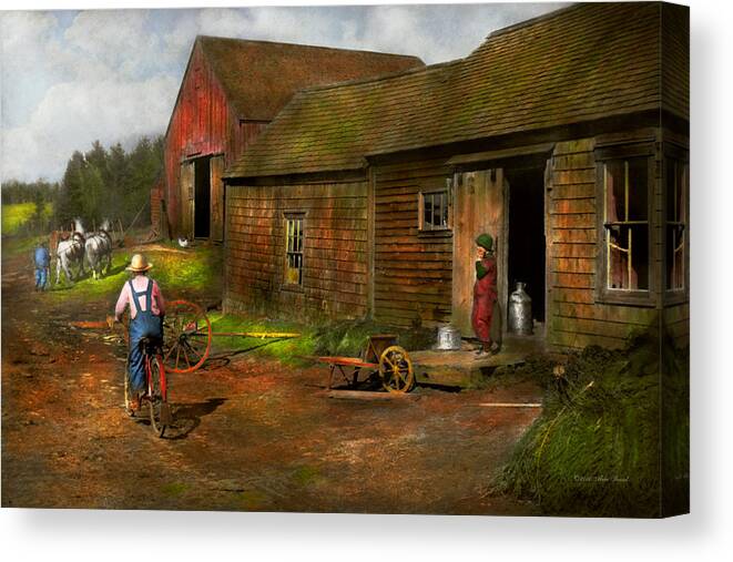Country Canvas Print featuring the photograph Farm - Life on the farm 1940s by Mike Savad