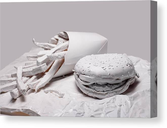 Art Canvas Print featuring the photograph Fast Food - Burger and Fries by Tom Mc Nemar