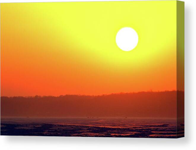 Abstract Canvas Print featuring the digital art February 14-2018 Sunrise At Kempenfelt Bay Two by Lyle Crump