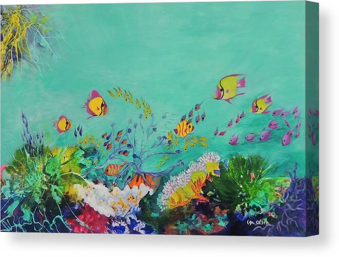 Reef Canvas Print featuring the painting Feeding Time by Lyn Olsen