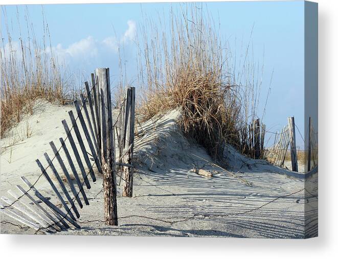 Tybee Island Canvas Print featuring the photograph Fence in Dunes by Darryl Brooks