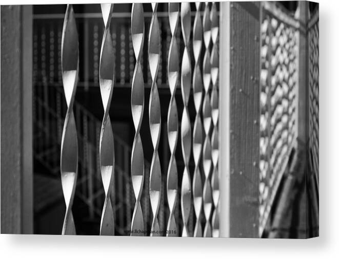 Black & White Canvas Print featuring the photograph Fence Song by Lora Lee Chapman